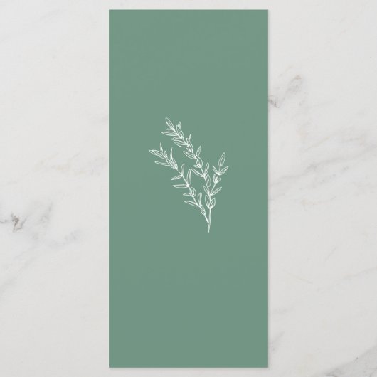 Menu Elégant Boho Fleur sauvage Spring Green Mariage (Dos)