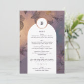 Menu Élégant Boho Floral Arch Rose or Mariage (Debout devant)
