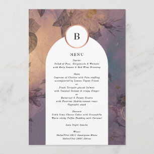 Menu Élégant Boho Floral Arch Rose or Mariage