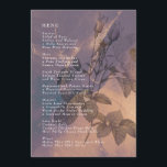 Menu Élégant Boho Floral Purple Imaginaire Mariage<br><div class="desc">Lumière élégante Boho Floral Purple Menu Mariage Imaginaire #pampasgrass #jungleMarriage #jungleinvitation #coralMarriage #weddingmenu #désertwedding #lasvegasMariage #terracottaMarriage #peachMarriage #pampasweddingmenu #pampas #terracotta #coral #peach #naturalMarriage #driedgrass #driedpampas #wabwabwab mariage isabimariage #nature</div>