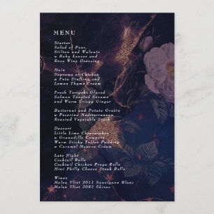 Menu Élégant Boho foncé Floral violet Imaginaire Mariag