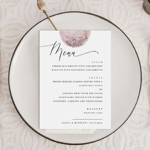 Menu Élégant Boho Rose Blush Lune Dîner de Mariage