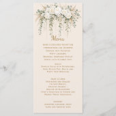 Menu Élégant Boho Roses Ivory Perles Mariage | (Devant)