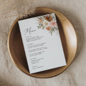 Menu Élégant Boho Terracotta Floral 5 x 7 Mariage