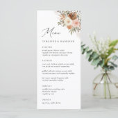 Menu Élégant Boho Terracotta Mariage floral (Debout devant)