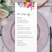 Menu Élégant Bold Coloré Fleurs aquarelle mariage