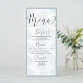 Menu Elégant Botanique Dusty Mariage d'aquarelle bleu (Debout devant)