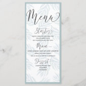 Menu Elégant Botanique Dusty Mariage d'aquarelle bleu (Devant)