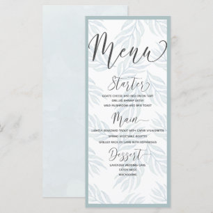 Menu Elégant Botanique Dusty Mariage d'aquarelle bleu