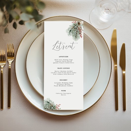 Menu Élégant Botanique Minimale d'hiver