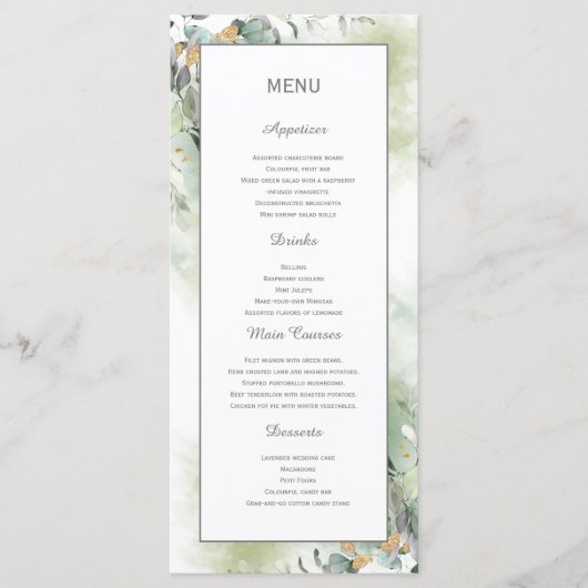 Menu Elegant Botanische Eucalyptus Greenery (Voorkant)