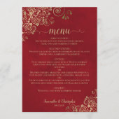 Menu Elégant boucles et perles d'or sur Mariage rouge C (Devant)