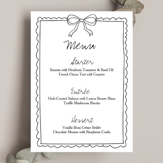 Menu Elégant Bow Bordure main tiré Fête des mariées chi