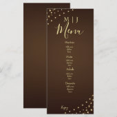 Menu Elegant Brown & Gold String Lights Wedding (Devant / Derrière)