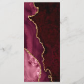 Menu Élégant Burgundy Gold Agate Mariage foncé (Dos)