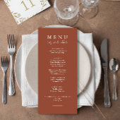 Menu Elégant Burnt Orange Mangeons Calligraphie Mariage