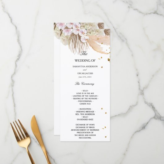 Menu Elégant cadre de beauté des orchidées florales et  (Devant/Arrière en situation)