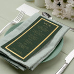 Menu Élégant cadre doré vert foncé mariage moderne<br><div class="desc">Classique moderne vert émeraude foncé et or tendance typographie minimaliste personnalisé carte de mariage modèle sur un arrière - plan vintage.                Papier à lettres mariage correspondant disponible dans la collection.</div>