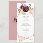 Menu Élégant cadre géométrique floral Dusty (Devant / Derrière)