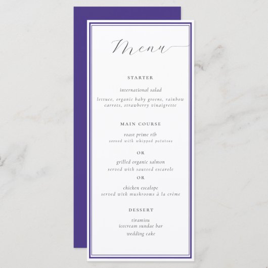Menu Elégant Cadre Nautique Classique Simple Mariage Ch (Devant / Derrière)