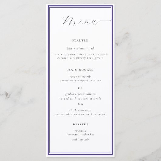 Menu Elégant Cadre Nautique Classique Simple Mariage Ch (Devant)