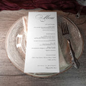 Menu Elegant Calligraphy Black and White Wedding