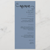 Menu Elegant Calligraphy Minimalist Blue Wedding  (Devant)