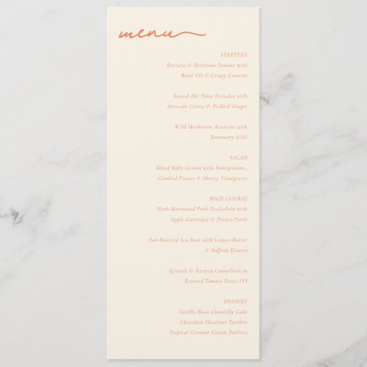 Menu élégant caramel marron pour réception de mari (Devant)