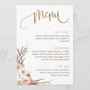 Menu Élégant/Carte de Place Palmier séché Feuille 