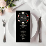 Menu Élégant Casino Gold Poker Mariage<br><div class="desc">Notre design comprend un design de puces de poker unique orné de faux or pour une touche de luxe, un costume de carte, un motif Art Déco or sur noir comme arrière - plan. Utilisez l'outil Personnaliser pour ajouter vos informations. Pour plus d'informations, visitez s'il vous plaît, ma collection Poker...</div>