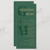 Menu Elégant chasseur vert Tan Typographie Mariage (Devant / Derrière)