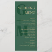 Menu Elégant chasseur vert Tan Typographie Mariage (Devant)
