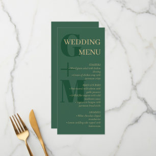 Menu Elégant chasseur vert Tan Typographie Mariage