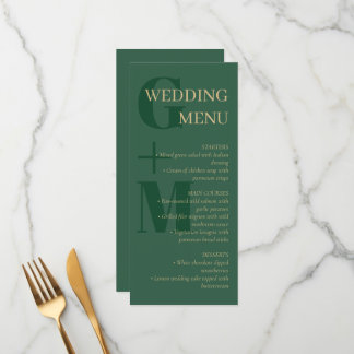 Menu Elégant chasseur vert Tan Typographie Mariage