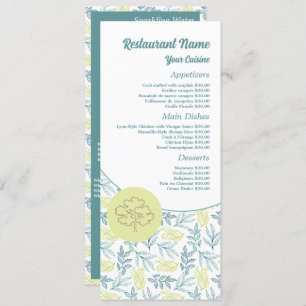 Menu Élégant chêne, Restaurant Slimline