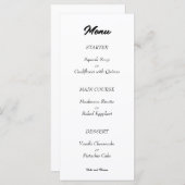 Menu Elegant Chic Modern Minimalist Black and White (Devant / Derrière)