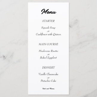 Menu Elegant Chic Modern Minimalist Black and White