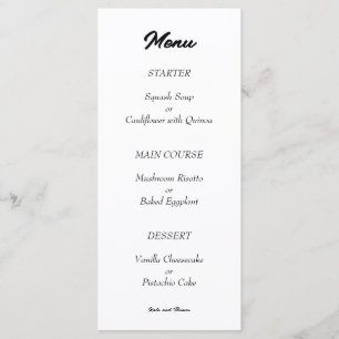 Menu Élégant Chic Moderne Minimaliste Noir et Blanc