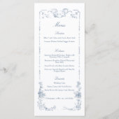 Menu Élégant classique Dusty Bleu Français Floral (Devant)