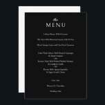 Menu Élégant classique Formel Noir Dîner Mariage<br><div class="desc">Élégant classique Formel Noir Mariage Dîner Carte Menu</div>