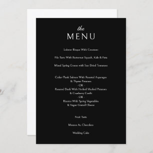 Menu Élégant classique Formel Noir Dîner Mariage