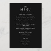 Menu Élégant classique Formel Noir Dîner Mariage (Devant)