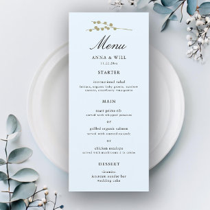 Menu Elégant classique moderne glace bleu hiver mariage