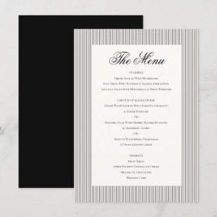 Menu Élégant classique noir crème blanche Mariage dîner