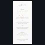Menu Élégant classique or traditionnel Mariage formel<br><div class="desc">Élégant menu faux mariage or avec un design simple et minimal avec le titre dans une police serif traditionnelle et les en-têtes de cours dans un élégant script de calligraphie. Un style classique qui conviendra à merveille à une mariage officielle.</div>