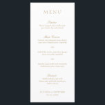 Menu Élégant classique or traditionnel Mariage formel<br><div class="desc">Élégant menu faux mariage or avec un design simple et minimal avec le titre dans une police serif traditionnelle et les en-têtes de cours dans un élégant script de calligraphie. Un style classique qui conviendra à merveille à une mariage officielle.</div>