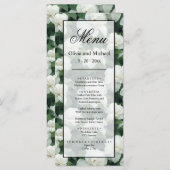 Menu Élégant classique vert botanique blanc floral (Devant / Derrière)