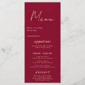 Menu Elégant Classy Bourgogne Or Moderne Chic Mariage (Devant)
