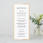 Menu Elégant Classy Gold White Frame Mariage Dîner (Debout devant)