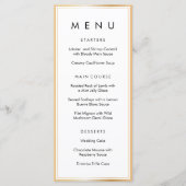 Menu Elégant Classy Gold White Frame Mariage Dîner (Devant)